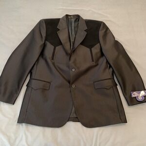 Circle S Suit Jacket Mens 48L Black Western Boise Two Button Notch Lapel Blazer